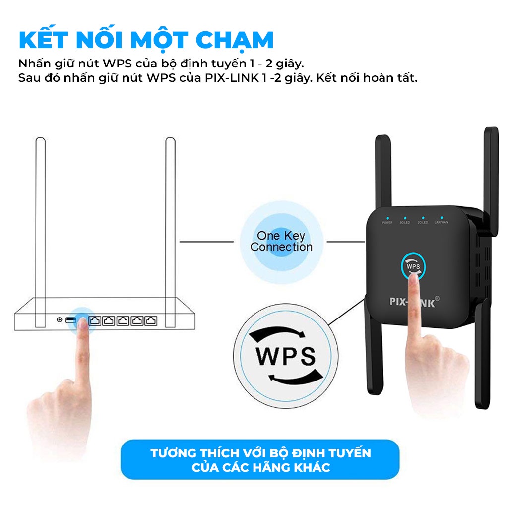 Bộ kích sóng Wifi 5G PIX-LINK LV-AC24 Pro tần số kép AC1200M mở rộng vùng phủ sóng thêm 50m, cực khỏe - hàng chính hãng