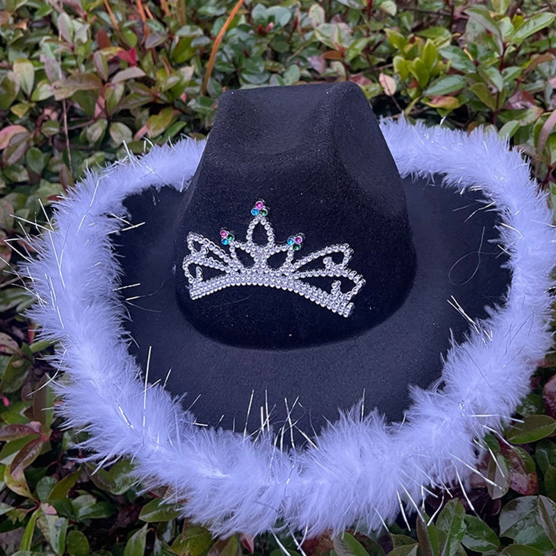 Mũ Fedora Rộng Vành Đính Lông Vũ Phong Cách Cao Bồi Thời Trang