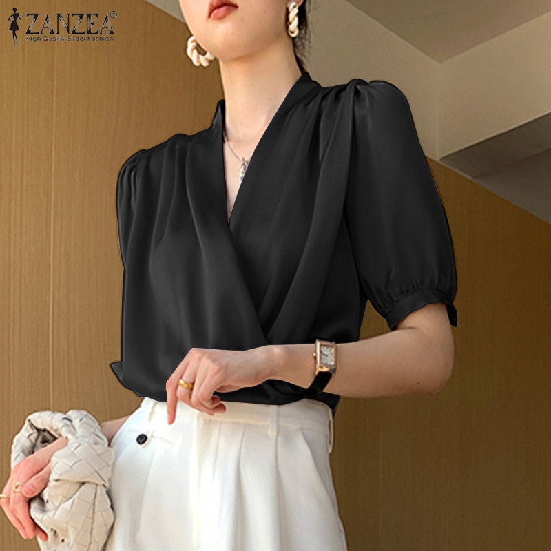 Zanzea Áo Nữ Tay Phồng Cổ Chữ V Thời Trang Quyến Rũ