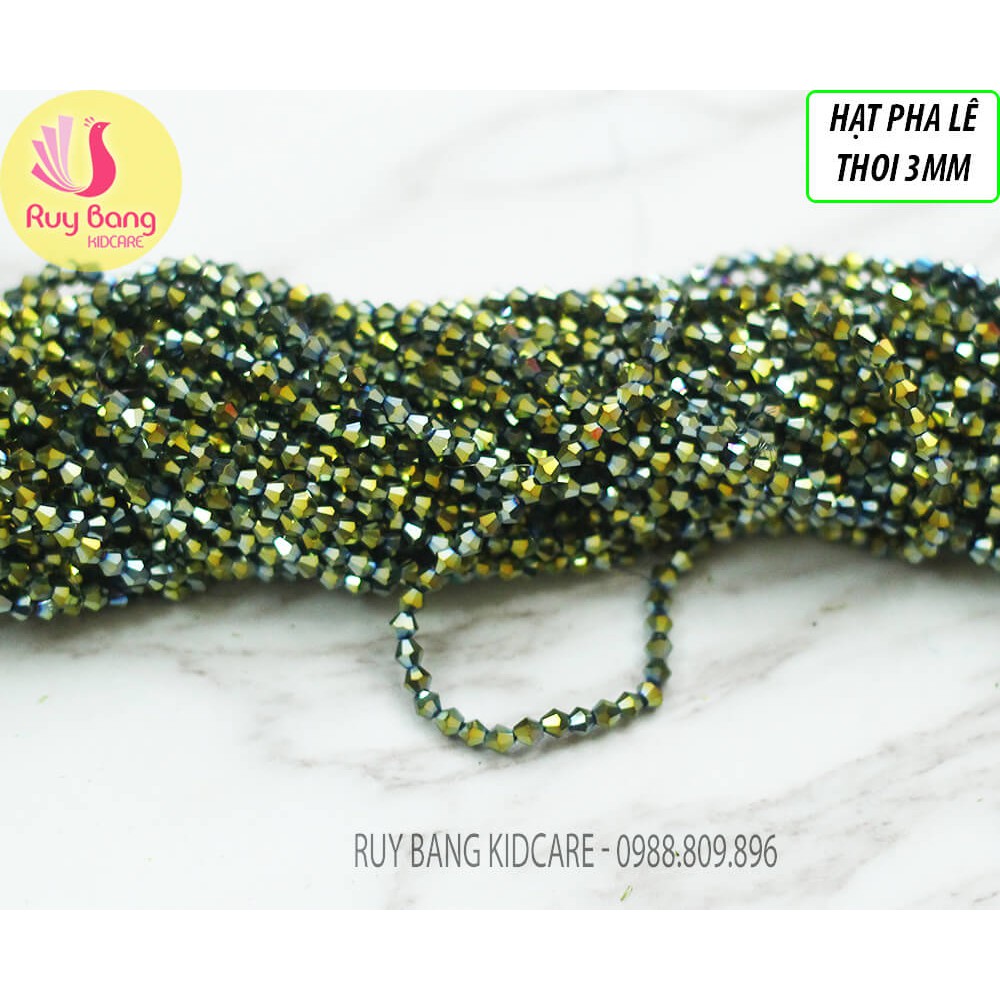 Hạt pha lê thoi 3mm tông xanh