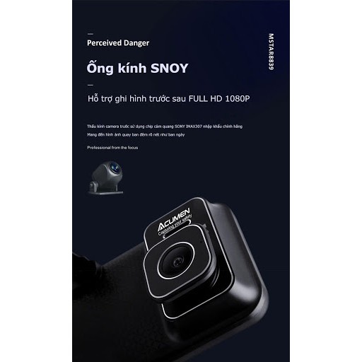 ( Tặng thẻ nhớ 16G và đầu đọc thẻ ) Camera hành trình dạng gương chiếu hậu Acumen D10+ , Màn hình 9.66″ , full HD