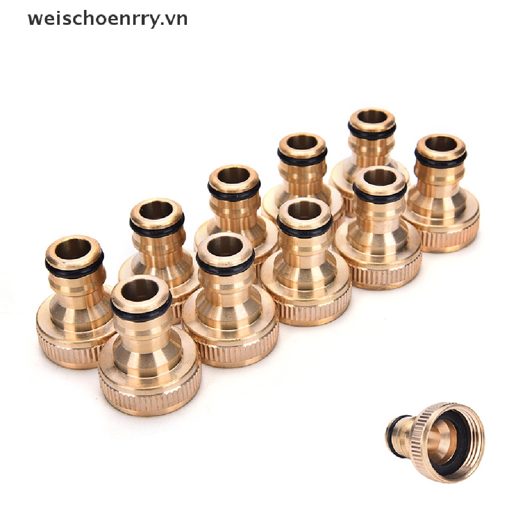 WW 2pcs 3/4&quot; Threaded Brass Tap Adaptor Garden Water Hose Pipe Connector Fitting WW