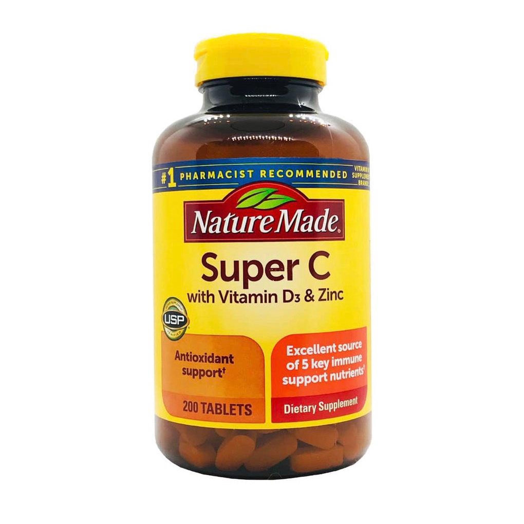 Viên Super C tăng cường hệ thống miễn dịch Nature Made Super C Immune Complex 200 viên nội địa mỹ