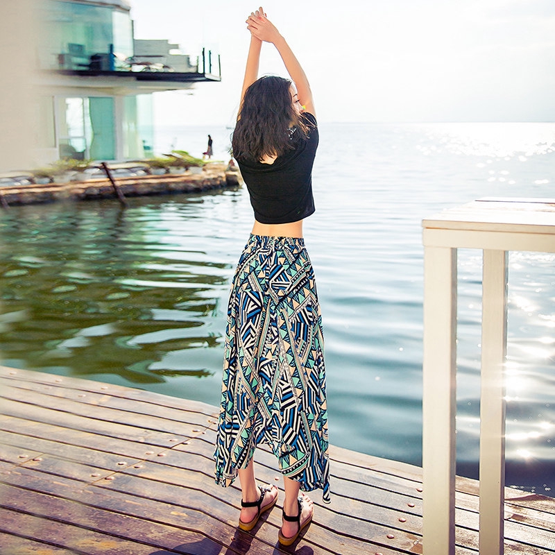 Set Áo Thun Tay Ngắn + Chân Váy Dài Đi Biển 19 Món Thời Trang Cho Nữ