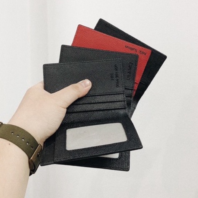 Ví da bò thật đựng thẻ Frame màu Đen nhỏ gọn có ngăn đựng ảnh - Thiết kế chính hãng từ Lemont.