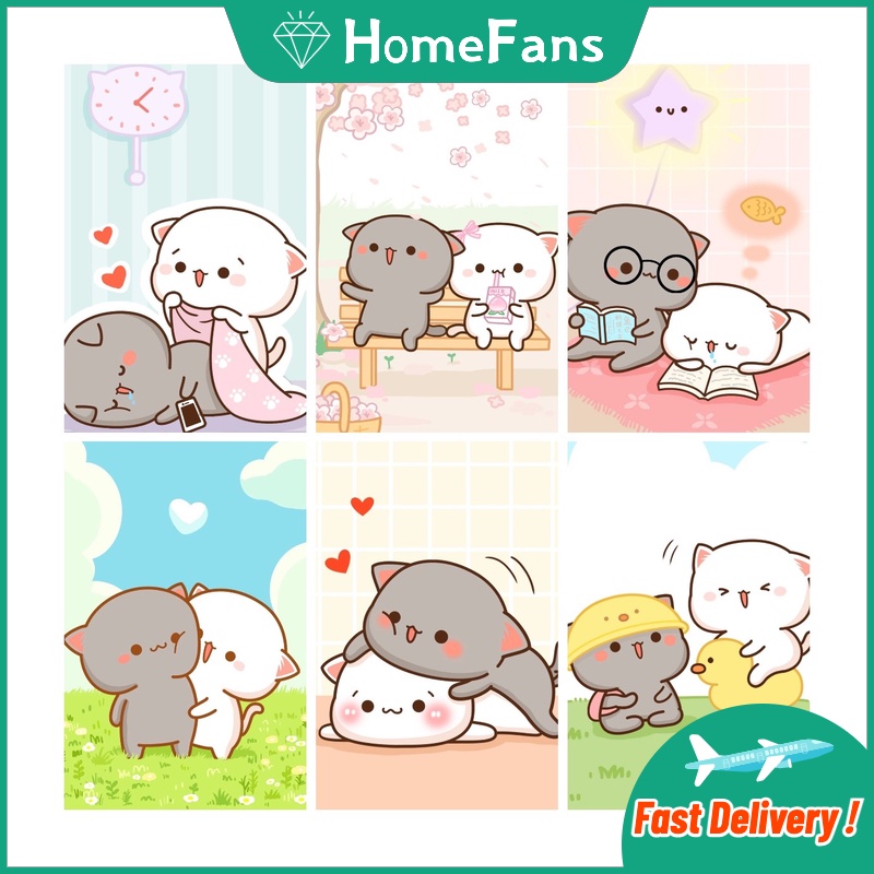 Bộ Tranh Đính Đá 5D Tự Làm 40x50cm Hình Chú Mèo Hoạt Hình Đáng Yêu Trang Trí Nhà Cửa