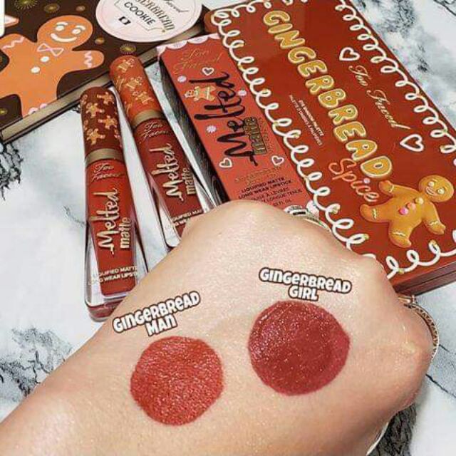 Son kem lì Too Faced Melted Liquid Matte Gingerbread Man & Gingerbread Girl (limited edition)