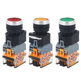 Công tắc nhấn đề có đèn LA38-11D phi 22mm điện áp 24VDC, 220VAC
