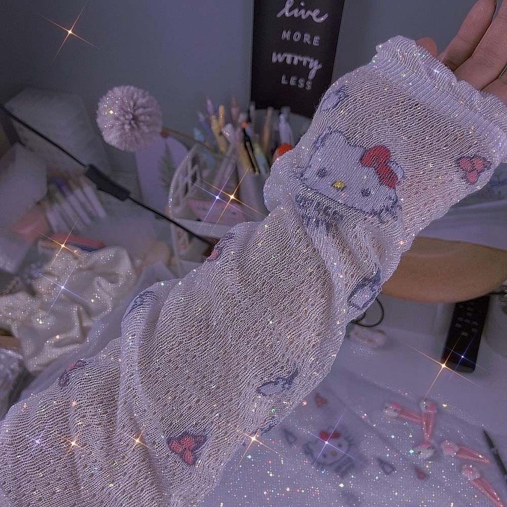 DARNELL Găng Cánh Tay Giữ Ấm Chống Tia UV Hình Mèo Hoạt Hình Dễ Thương