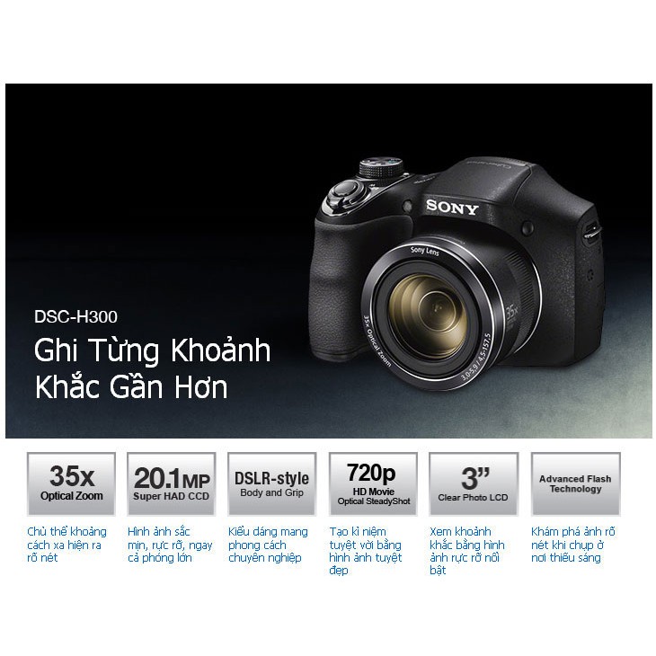Máy ảnh Sony 20.1MP siêu zoom 35x + Fullbox phụ kiện