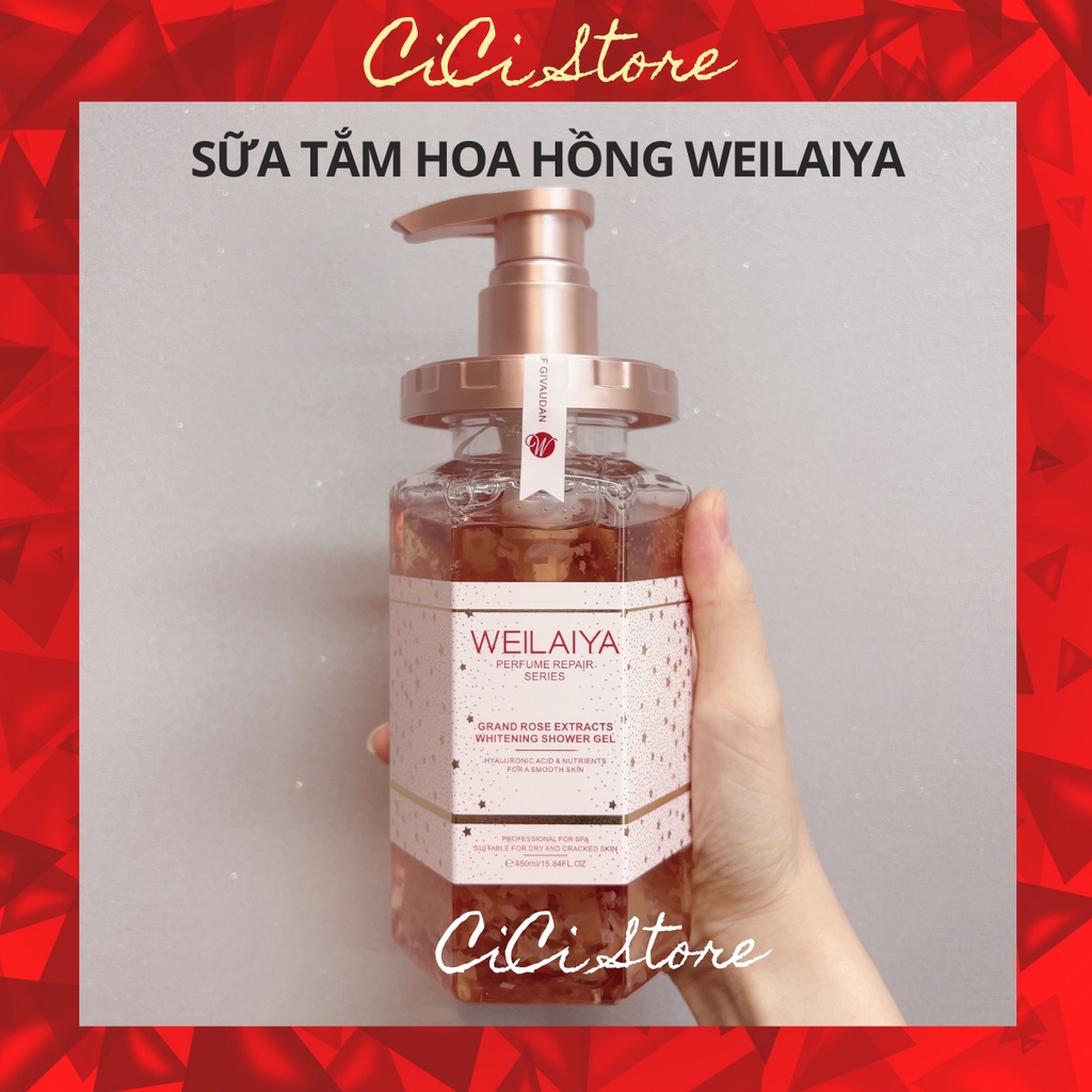 Sữa tắm nước hoa Weilaiya tinh chất hoa hồng Damask 450ml