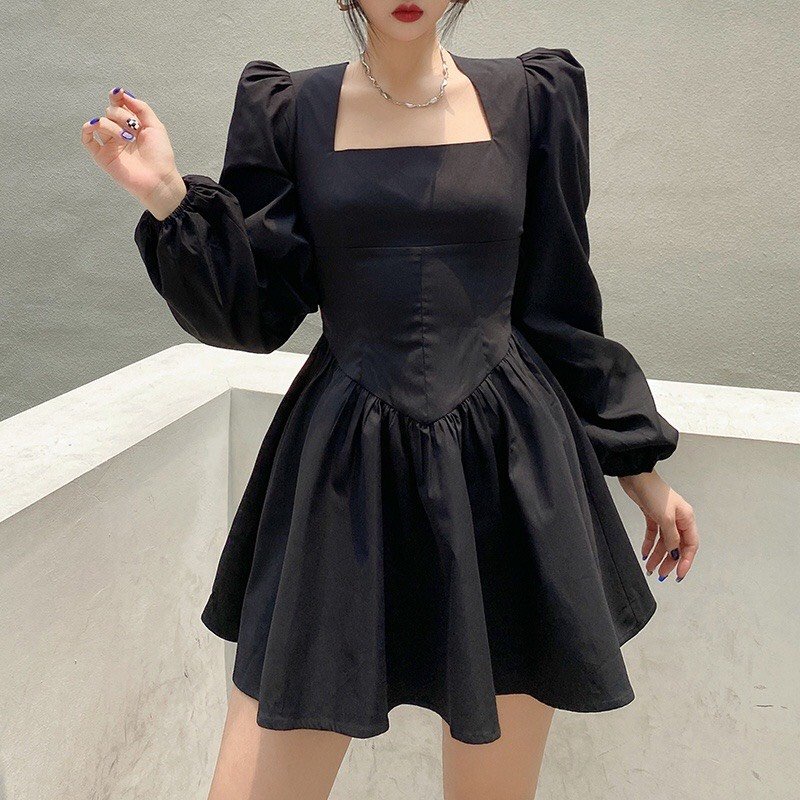 Váy Cổ Vuông Dáng Xoè Chữ A - Đầm Cổ Vuông Dáng Xoè Chữ A, Thiết Kế Tiểu Thư Mặc Tết Siêu Xinh, Chất Co Giãn | BigBuy360 - bigbuy360.vn