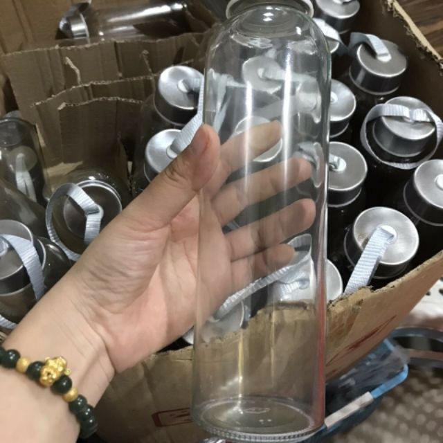 Binh nước thủy tinh có quai sách500 ml