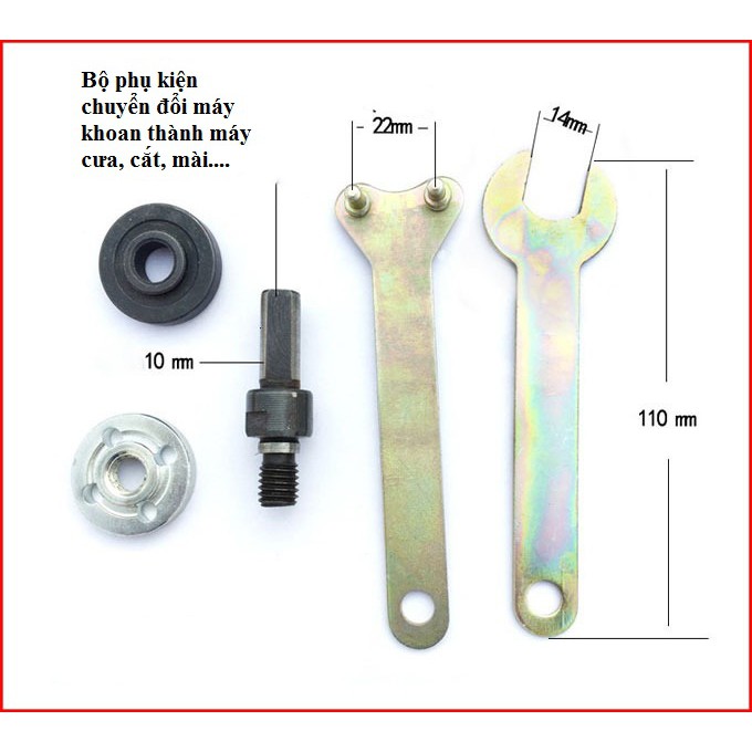 Bộ đầu chuyển máy khoan thành máy mài máy cắt máy cưa trục 10mm