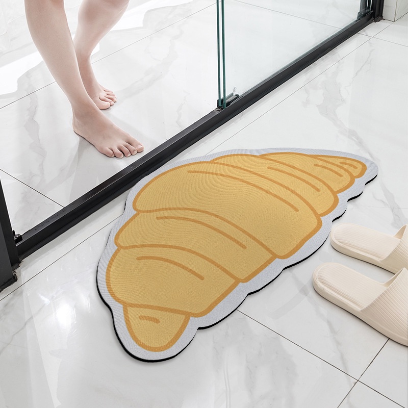 Thảm lót cửa chùi chân Chống Trượt Hình Bánh Mì Trứng Dễ Thương
