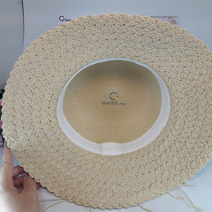 Mũ cói đan vành đi biển, thời trang cao cấp GIATOT.shop, ảnh thật