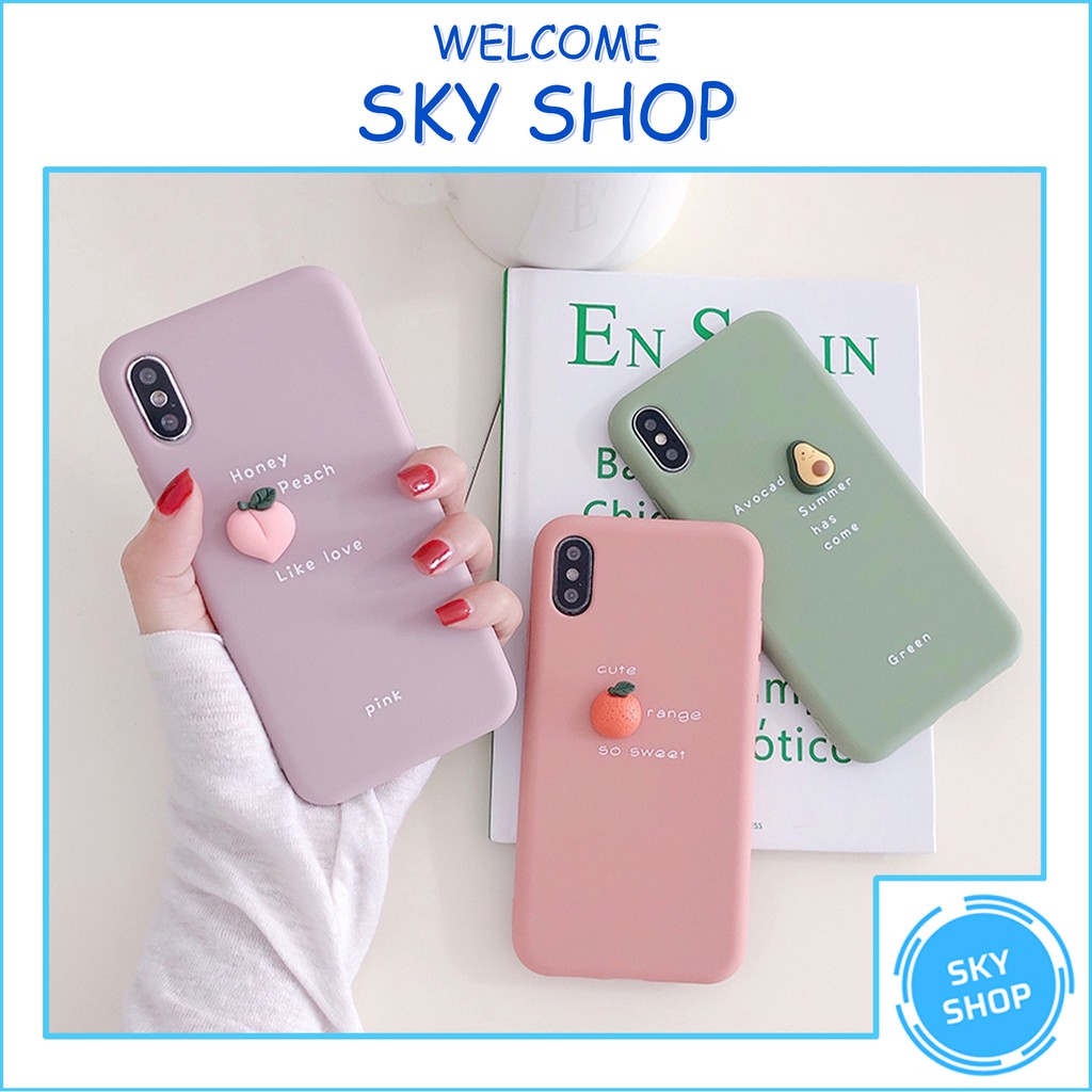 Ốp Lưng Iphone TPU dẻo gắn Trái Cây (Gắn 3D) Cá Tính 6/6plus/6s/6splus/7/7plus/8/8plus/x/xs/11/12/pro/max/plus/promax