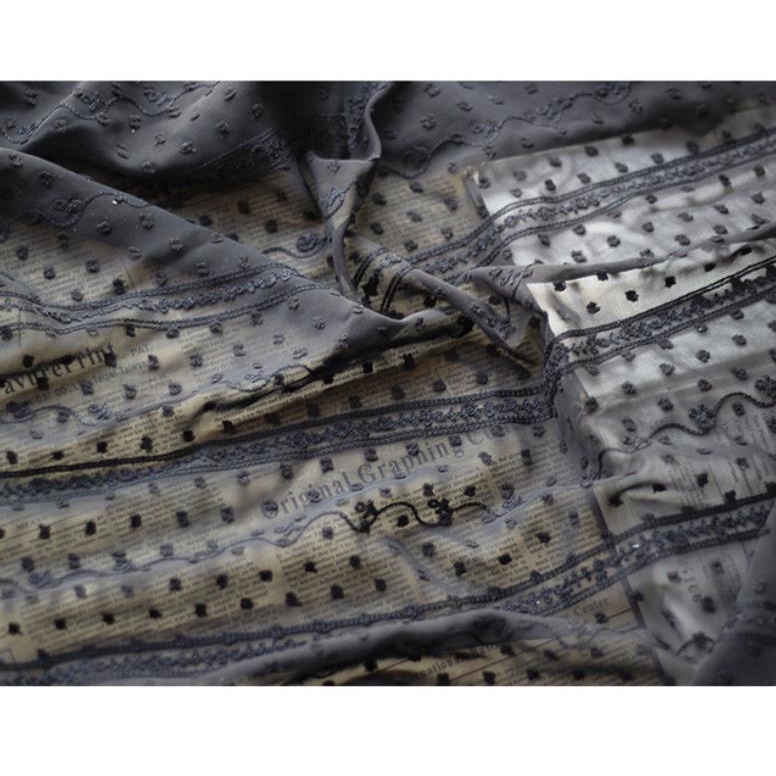 Vải Dệt Jacquard Chiffon Họa Tiết Kẻ Sọc Thêu Họa Tiết Kiểu Mới Xuân Hè Dài 1M