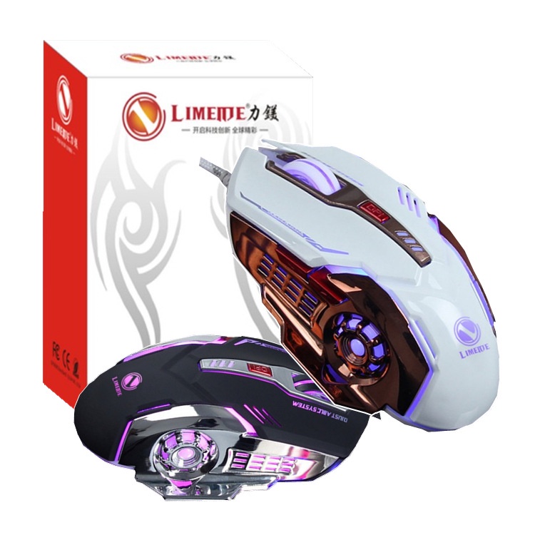 Chuột Gaming Có Dây Limei V2 Phím Nhạy Thiết Kế Độc Lạ Có Đèn LED Phát Sáng Nhiều Màu Phong Cách