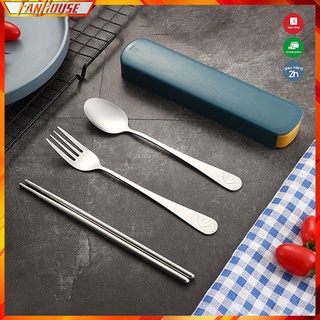 Đũa Thìa Muỗng Bằng INOX, Bộ đồ ăn phong cách Hàn Quốc Kèm Hộp