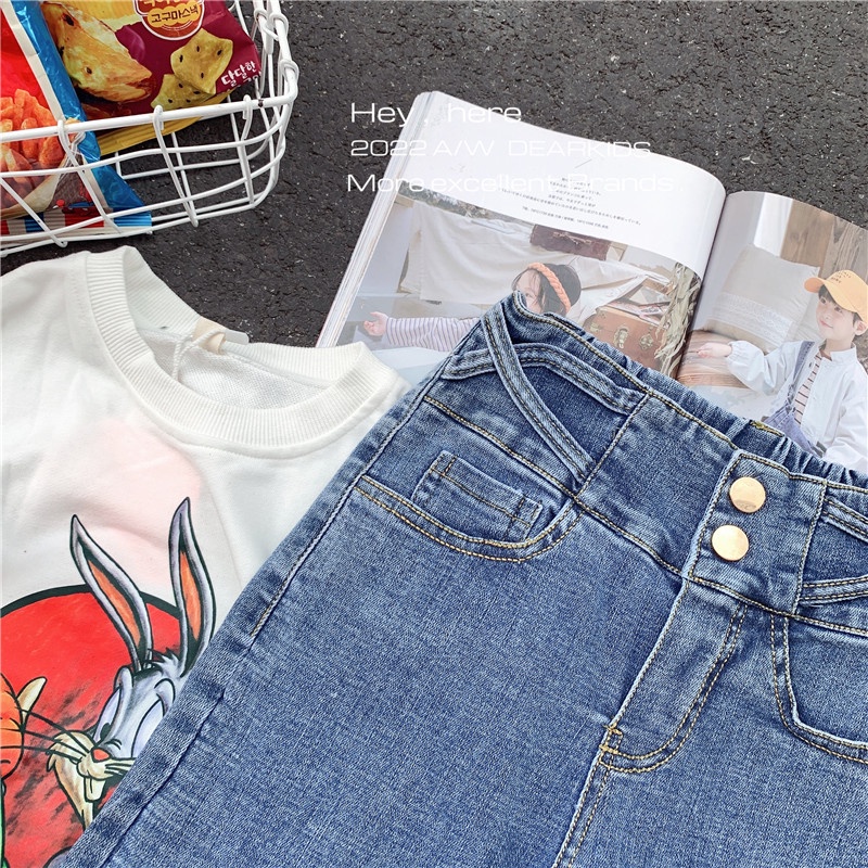 Quần jeans bé gái loại đẹp có co giãn Quần bò bé gái kunkid