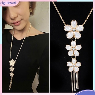 Vòng cổ dài 2 tầng mặt hoa đính đá quý nhân tạo sang trọng cá tính dành cho nữ