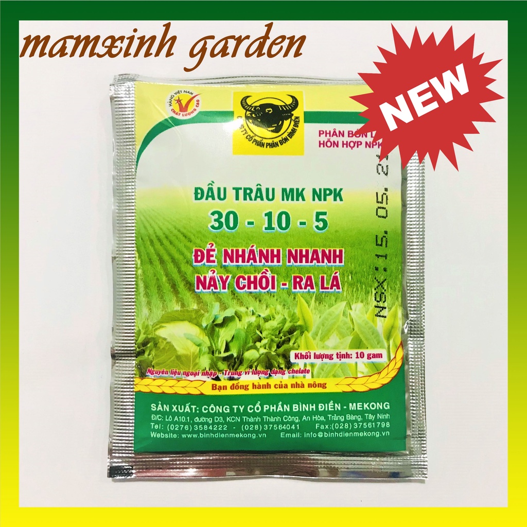 Phân Bón Siêu Vọt Đọt, Phân Bón Nảy Chồi Đầu Trâu 30-10-5 gói 10gr