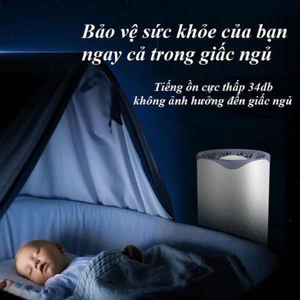 Máy lọc không khí mini để bàn lọc bụi mịn có led UV khử khuẩn khử mùi trong phòng Air Purifier UV Led-0128 - Có bảo hành