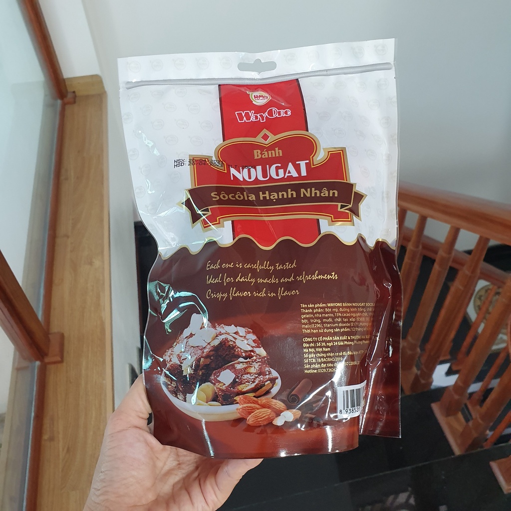 KẸO NOUGAT NGÀN LỚP SOCOLA HẠNH NHÂN - GÓI 250G - BÁNH HẠNH PHÚC - KẸO SỮA HẠT DINH DƯỠNG