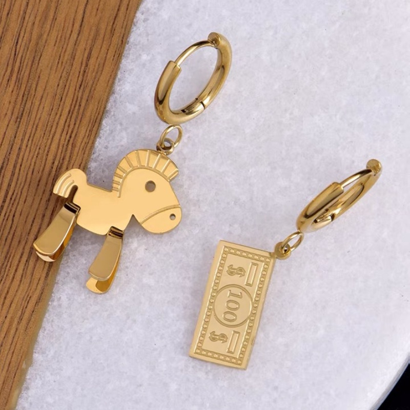 Khuyên Tai Thép Titan Không Gây Dị Ứng Mạ Vàng 18K Phong Cách Thời Trang Mới