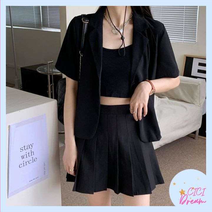 Áo BLAZER NGẮN TAY trơn kiểu dáng Croptop,  blazer  croptop nữ cộc tay dáng ngắn1 lớp style Hàn Quốc | BigBuy360 - bigbuy360.vn