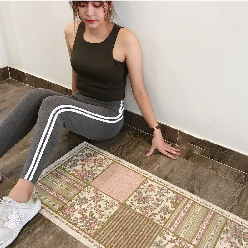 Quần Legging Nữ Xám 2 Sọc Trắng Hàng VNXK Chính Hãng AGE2X.