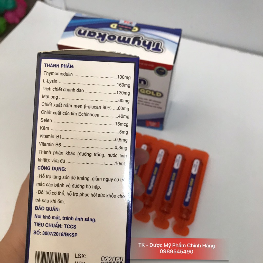 Thymokan Gold - Tăng Sức Đề Kháng, Giảm Nguy Cơ Mắc Bệnh Về Đường Hô Hấp - Hộp 20 ống x 10ml