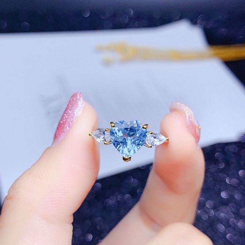 Nhẫn đính đá zircon hai tông màu hình trái tim thời trang cho nữ
