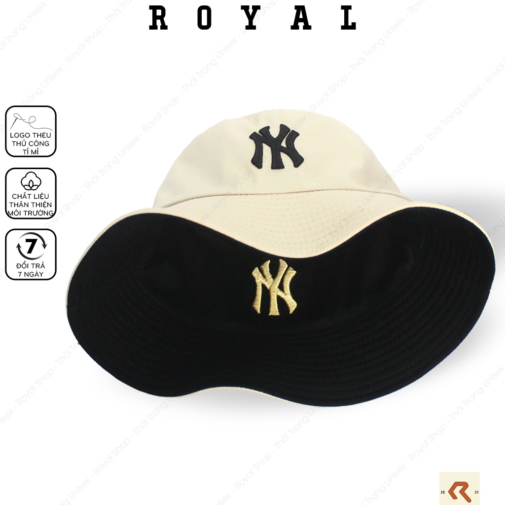 Mũ Bucket Nón Bucket Tai Bèo Nam Nữ 2 Mặt Ny Vải Kaki new york yankees Unisex - Royal Caps
