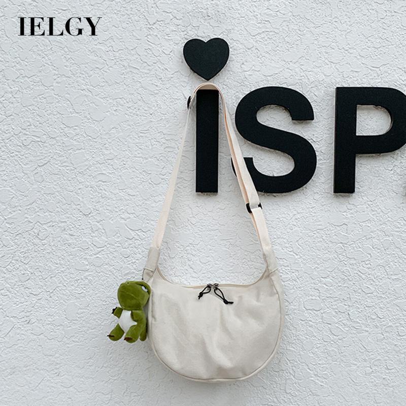 Túi đeo chéo IELGY vải canvas màu trơn có khóa kéo thời trang