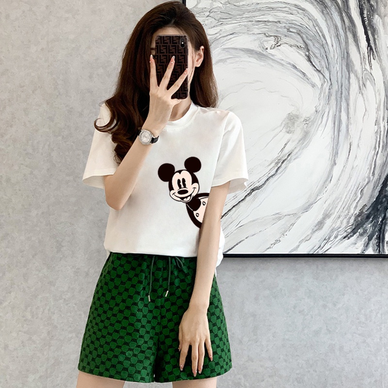Bộ Đồ Thể Thao Ngắn Tay Dáng Rộng In Hình Hoạt Hình Thời Trang Mùa Hè Dễ Phối Đồ Dành Cho Nữ
