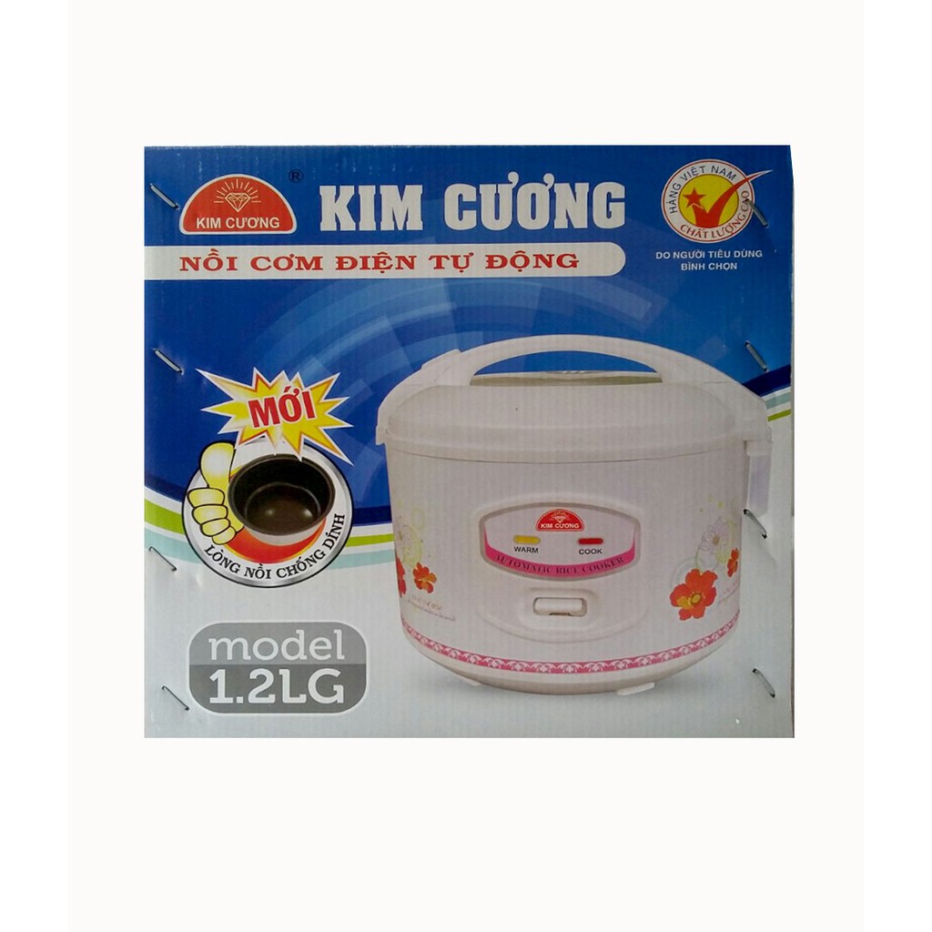 [Mã 154ELSALE2 giảm 7% đơn 300K] Nồi cơm điện 1.2 lít Kim Cương chống dính KC-12GD