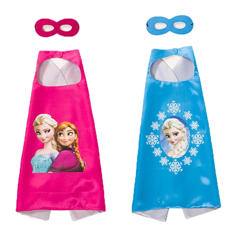 Frozen Anna Elsa Capes with Masks for Birthday Snow Queen Costumes Halloween Kids Cosplay Anime