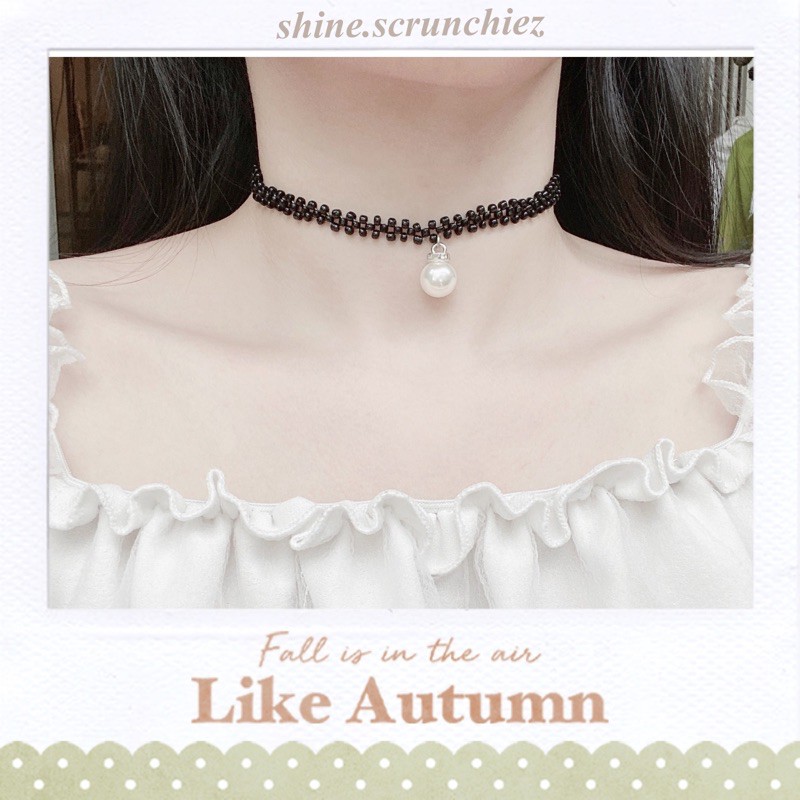 (ẢNH THẬT) VÒNG CỔ CHOKER NGỌC TRAI GIẢ VÀ HẠT CƯỜM | @shine.scrunchiez