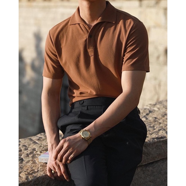 Áo thun nam POLO trơn vải cá sấu cotton cao cấp ngắn tay cực sang trọng