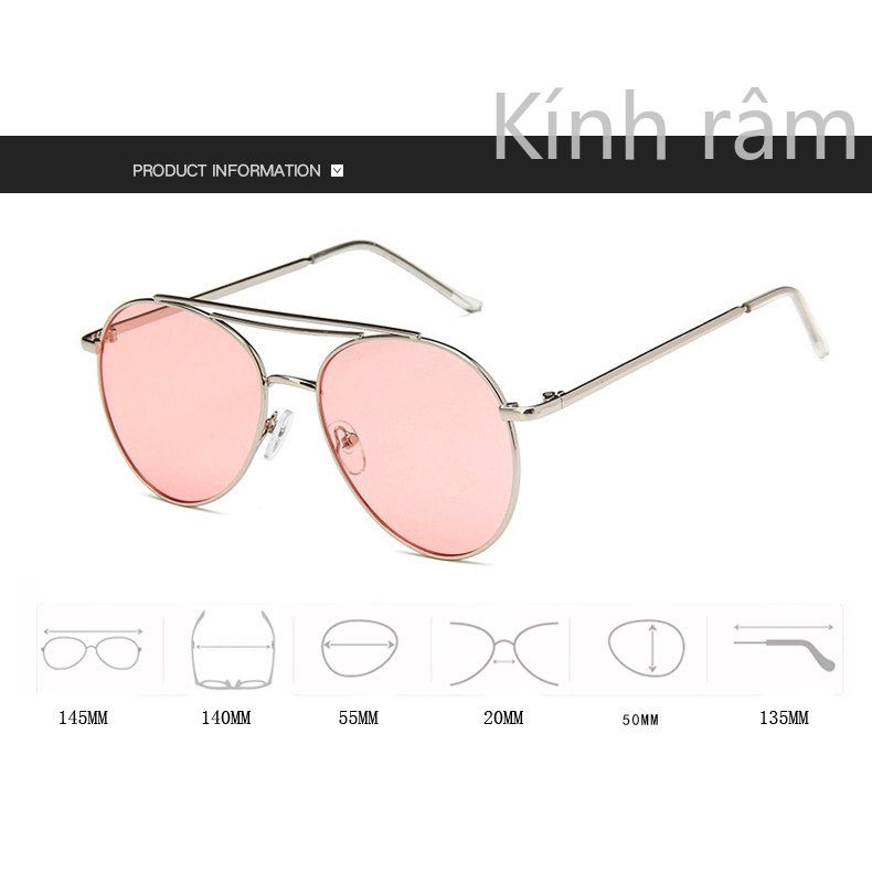 Kính mát che nắng thời trang gọng hợp kim phong cách Hàn Quốc