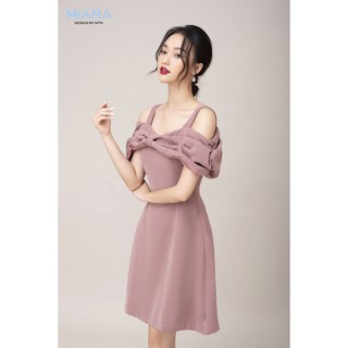 Đầm dây có tay MIARA thiết kế tùng xoè, nhún nơ ngực, màu hồng ruốc trẻ trung, đủ size DT67