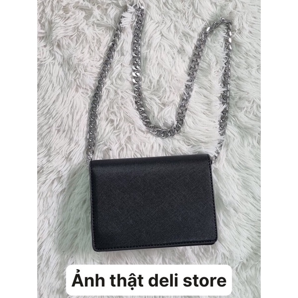 Túi đeo vai nữ cỡ nhỏ hình vuông phối dây xích bản to thời trang- ảnh thật cuối bài