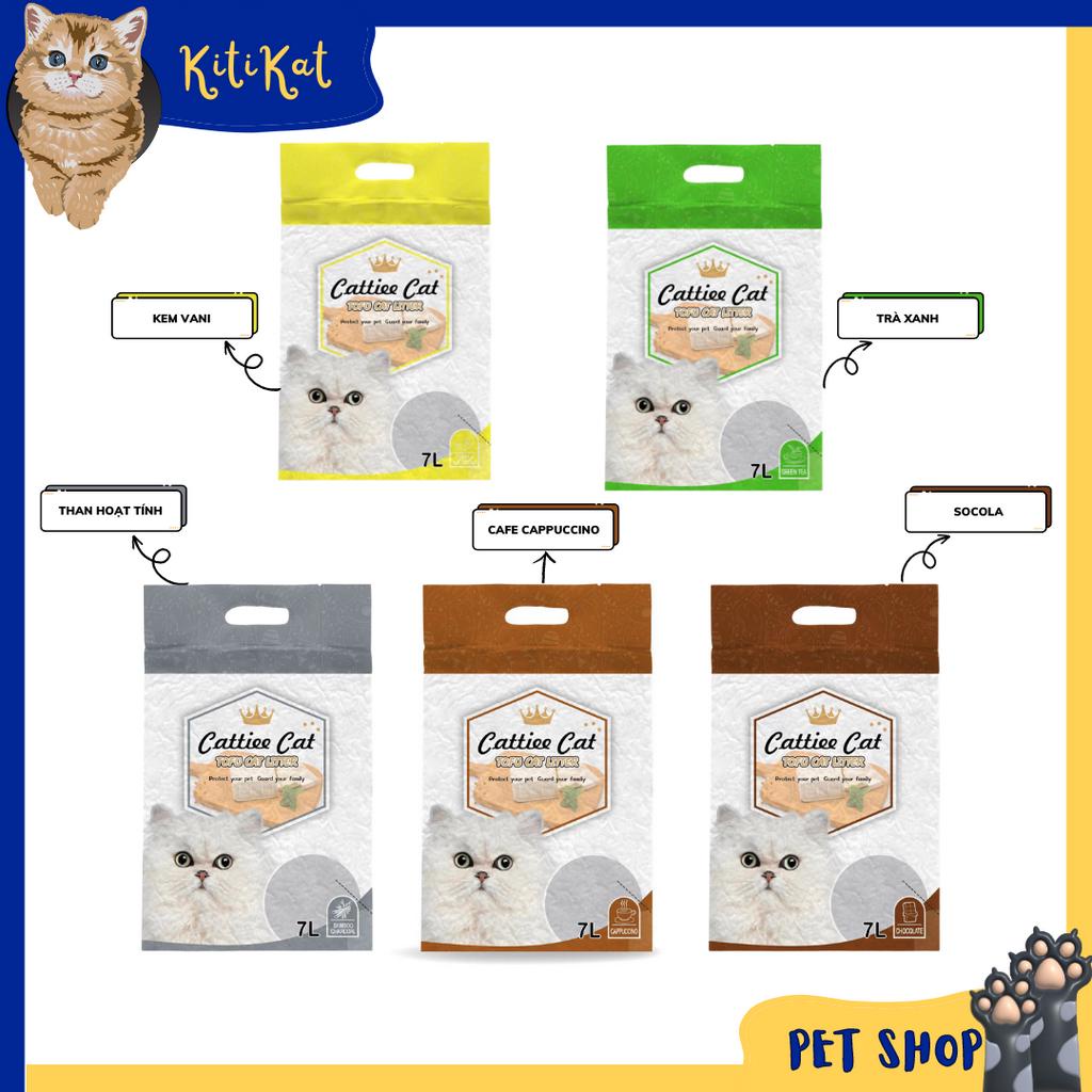 Cát đậu nành cho mèo Cattiee Cat 7L nhiều mùi hương, Cát vệ sinh tofu hữu cơ chiết xuất từ mầm đậu nành nguyên cám
