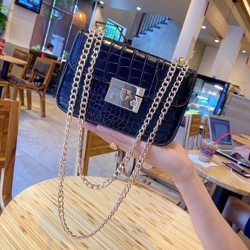 Túi Đeo Chéo Nữ Khóa Gài CNK Da Rắn Hàng Cao Cấp Sang Chảnh Siêu Hot Trend [ Hàng Giống Hình ]