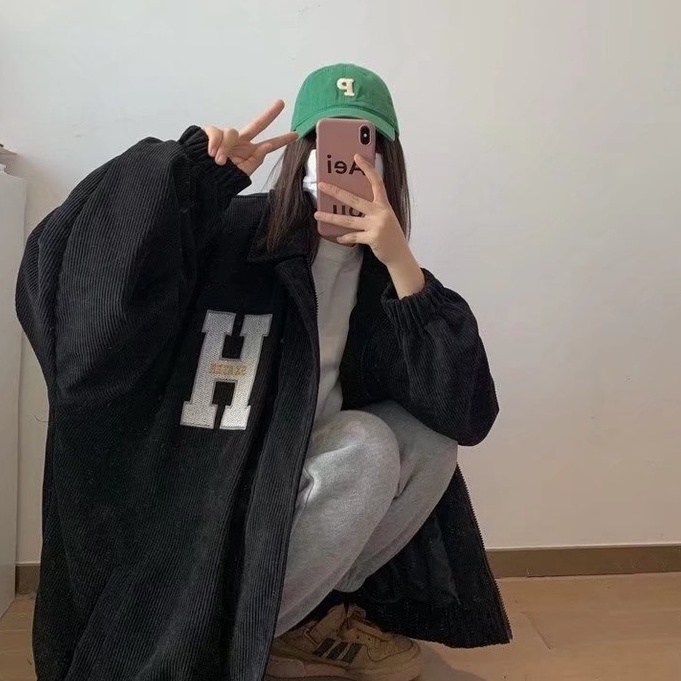 Áo khoác nhung thời trang cá tính simple áo bomber nỉ nam phong cách hàn quốc áo varsity jacket unisex varsity jacket retro áo khoác dây kéo