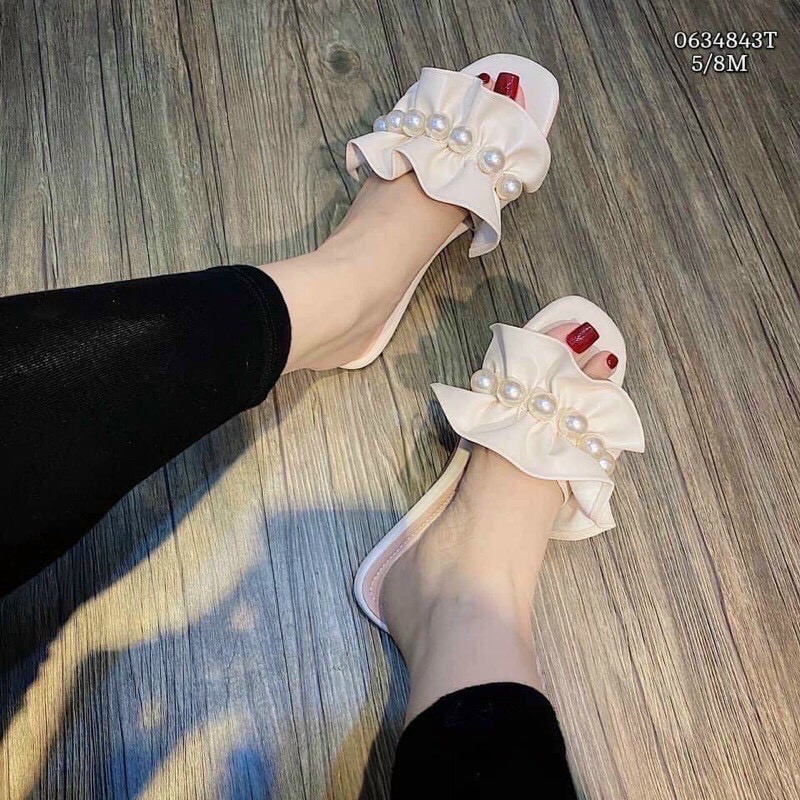 Dép nữ quai ngang bèo nhún đính ngọc đẹp hot