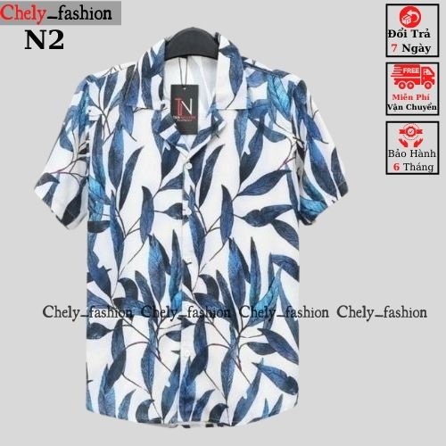 Áo sơ mi tay ngắn họa tiết nam nữ form rộng, sơ mi cộc tay unisex Hàn Quốc, chất vải lụa dãn Chely_fashion