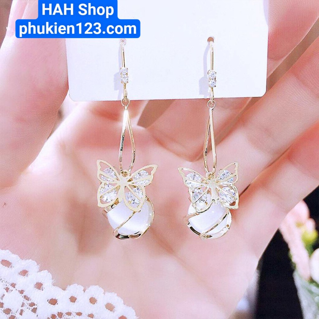 Bông tai nữ dễ thương, thiết kế hình bướm dáng ngắn xinh xắn phong cách Hàn Quốc